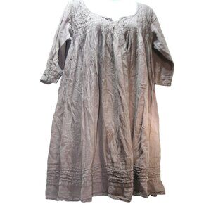 JP and Mattie Crinkle Cotton Dress Size P Boho Lagenlook Pockets Mauve **Read**